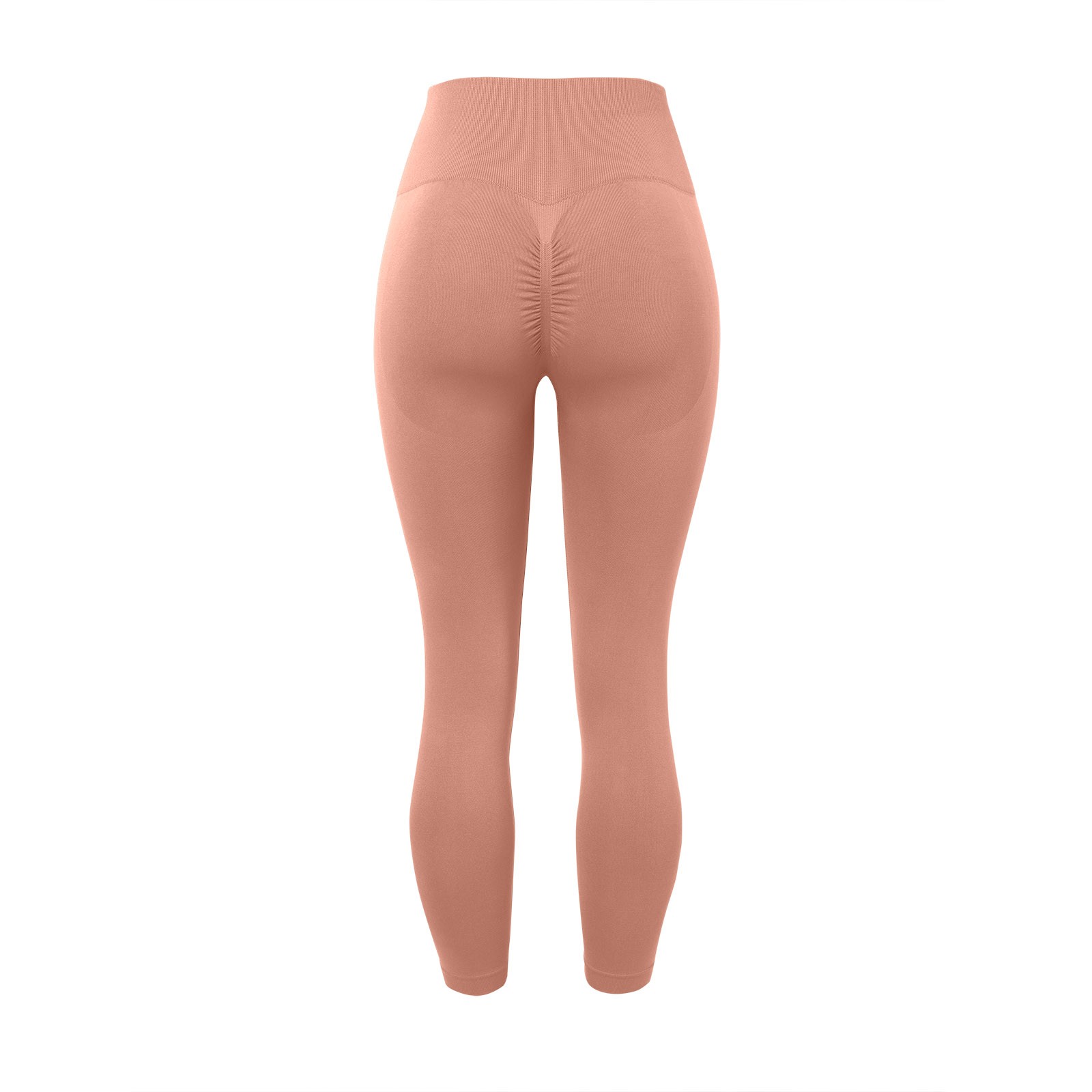 thumbnail image 4 of Pantalones de yoga sin costuras para mujer, color melocotón, de nylon y spandex, de cintura alta, para fitness, running, yoga y uso diario, 4 of 5